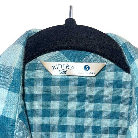 RIDERS BY LEE Blue Check Flannel Button Down Shirt with Chest Pockets S - Picture 3 of 4
